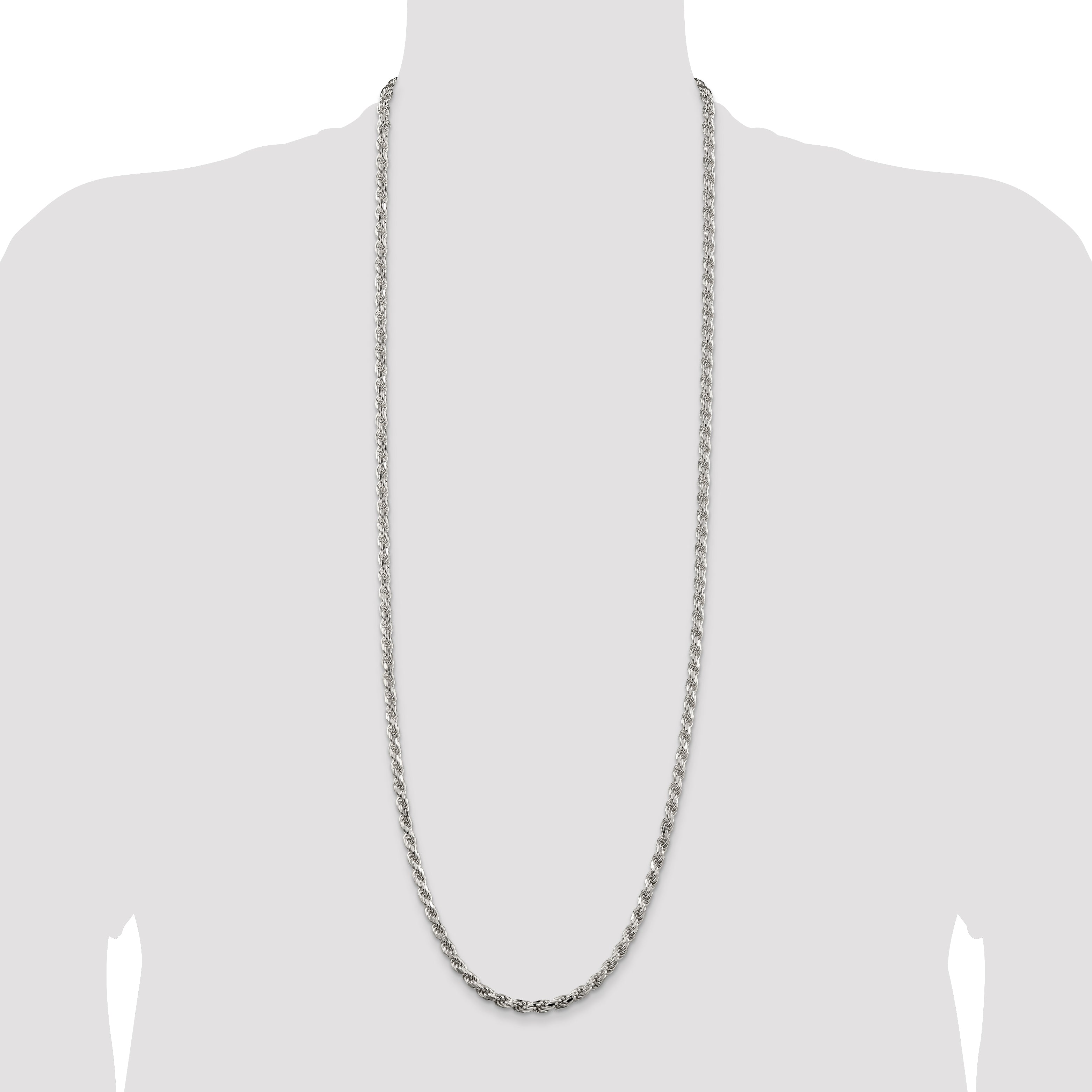 Sterling Silver 4.6mm Diamond-cut Rope Chain