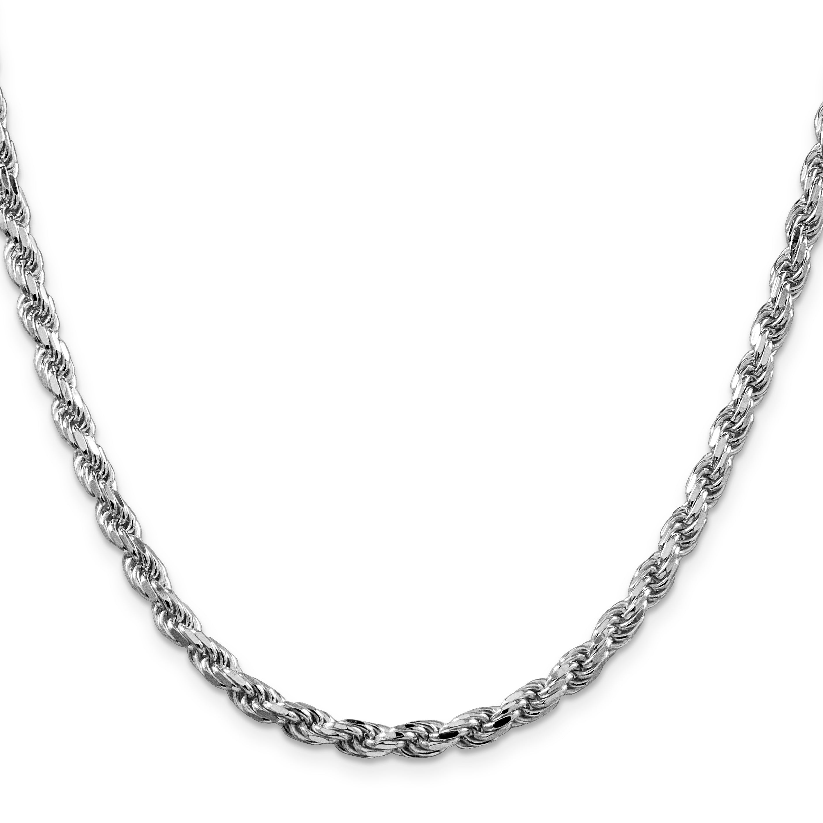 Sterling Silver Rhodium-plated 4.6mm Diamond-Cut Rope Chain