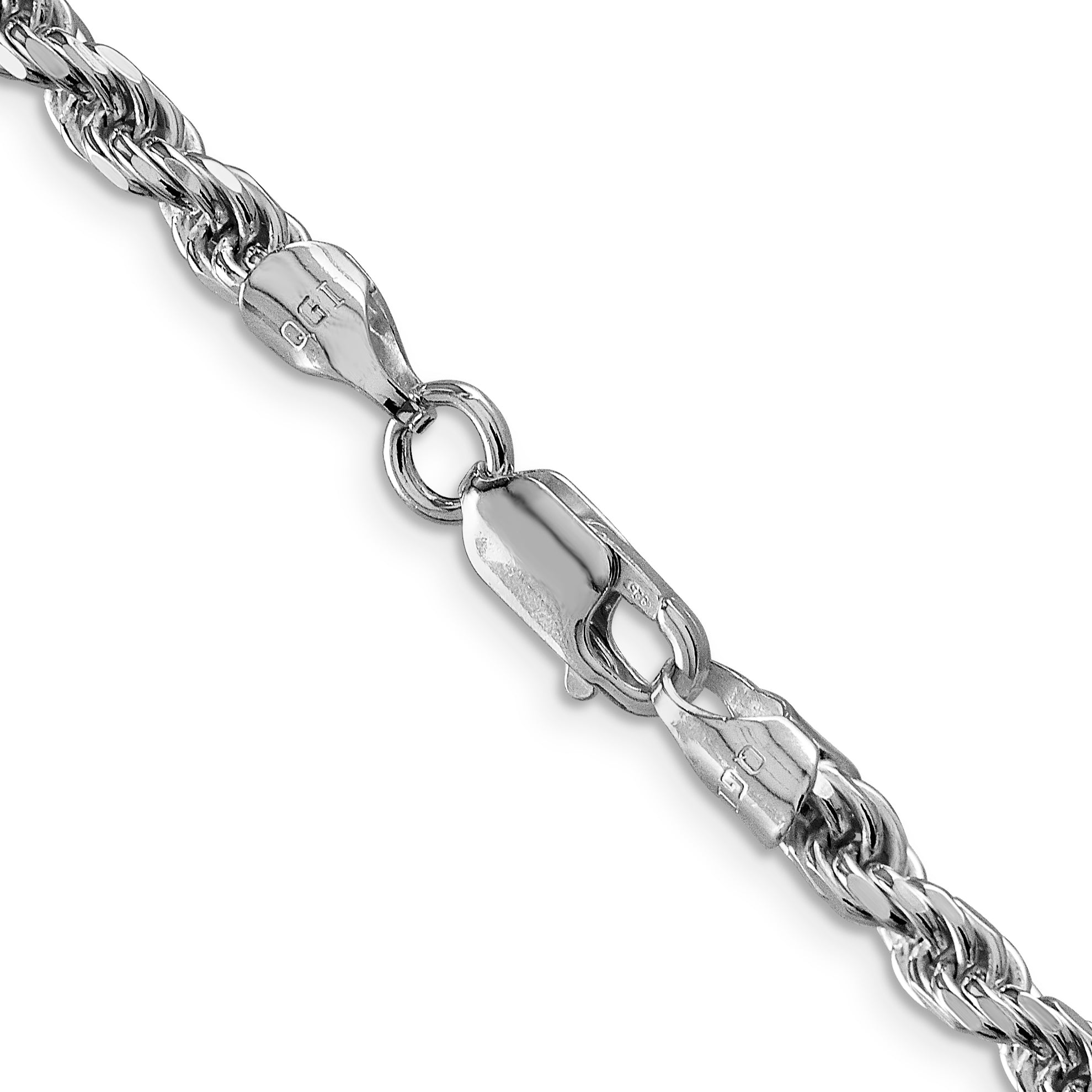 Sterling Silver Rhodium-Plated Diamond-Cut Rope Chain Necklace 4.6mm