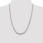 Sterling Silver Rhodium-Plated Diamond-Cut Rope Chain Necklace 4.6mm