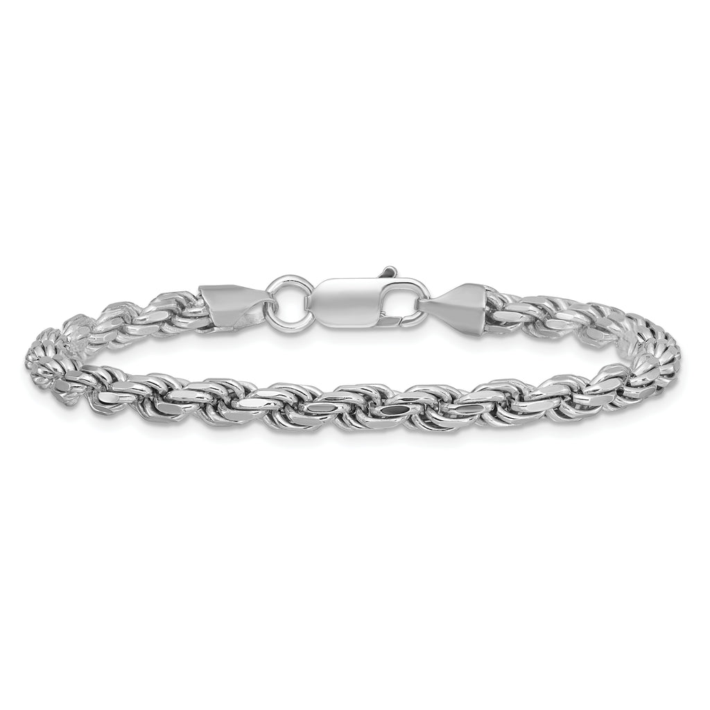 Sterling Silver Rhodium-plated 4.6mm Diamond-cut Rope Chain