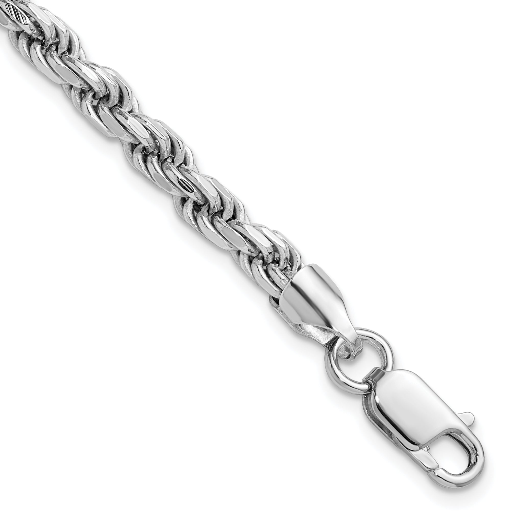 Sterling Silver Rhodium-plated 4.6mm Diamond-cut Rope Chain Main image