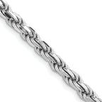 Sterling Silver Rhodium-plated 4.6mm Diamond-Cut Rope Chain