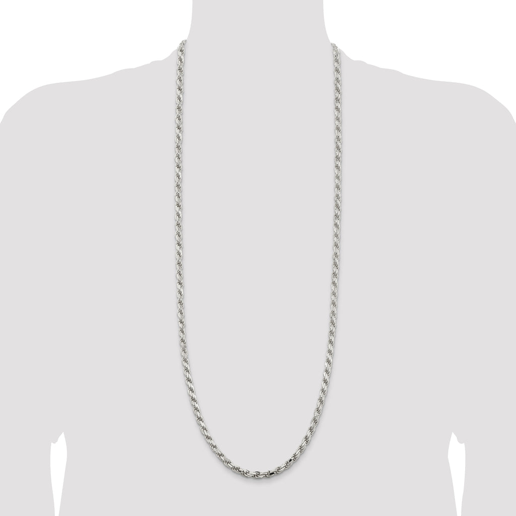 Sterling Silver 5.75mm Diamond-cut Rope Chain