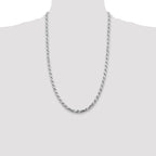 Sterling Silver Rhodium-plated 5.75mm Diamond-cut Rope Chain