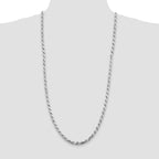 Sterling Silver Rhodium-plated 5.75mm Diamond-cut Rope Chain