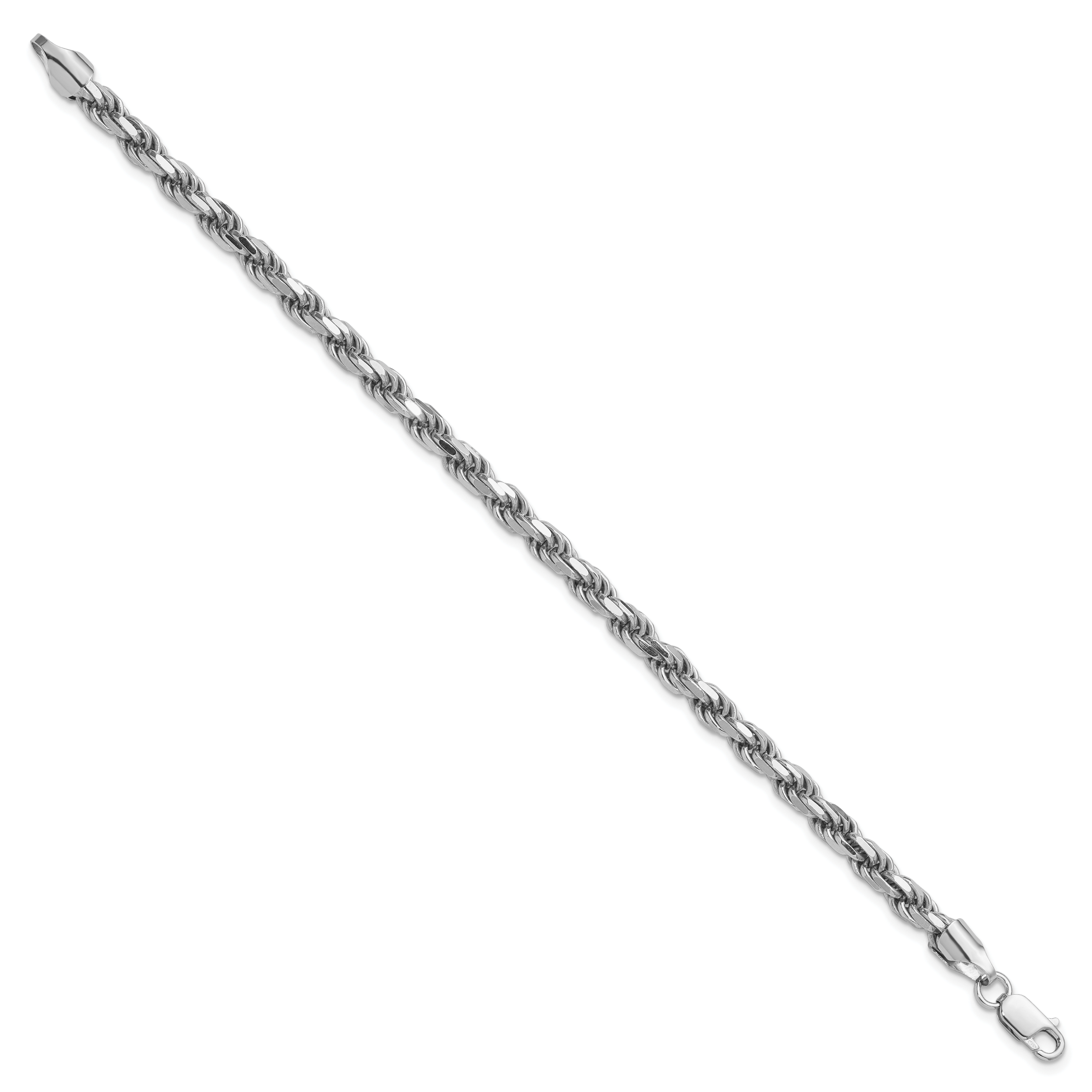 Sterling Silver Rhodium-plated 5.75mm Diamond-cut Rope Chain Secondary image