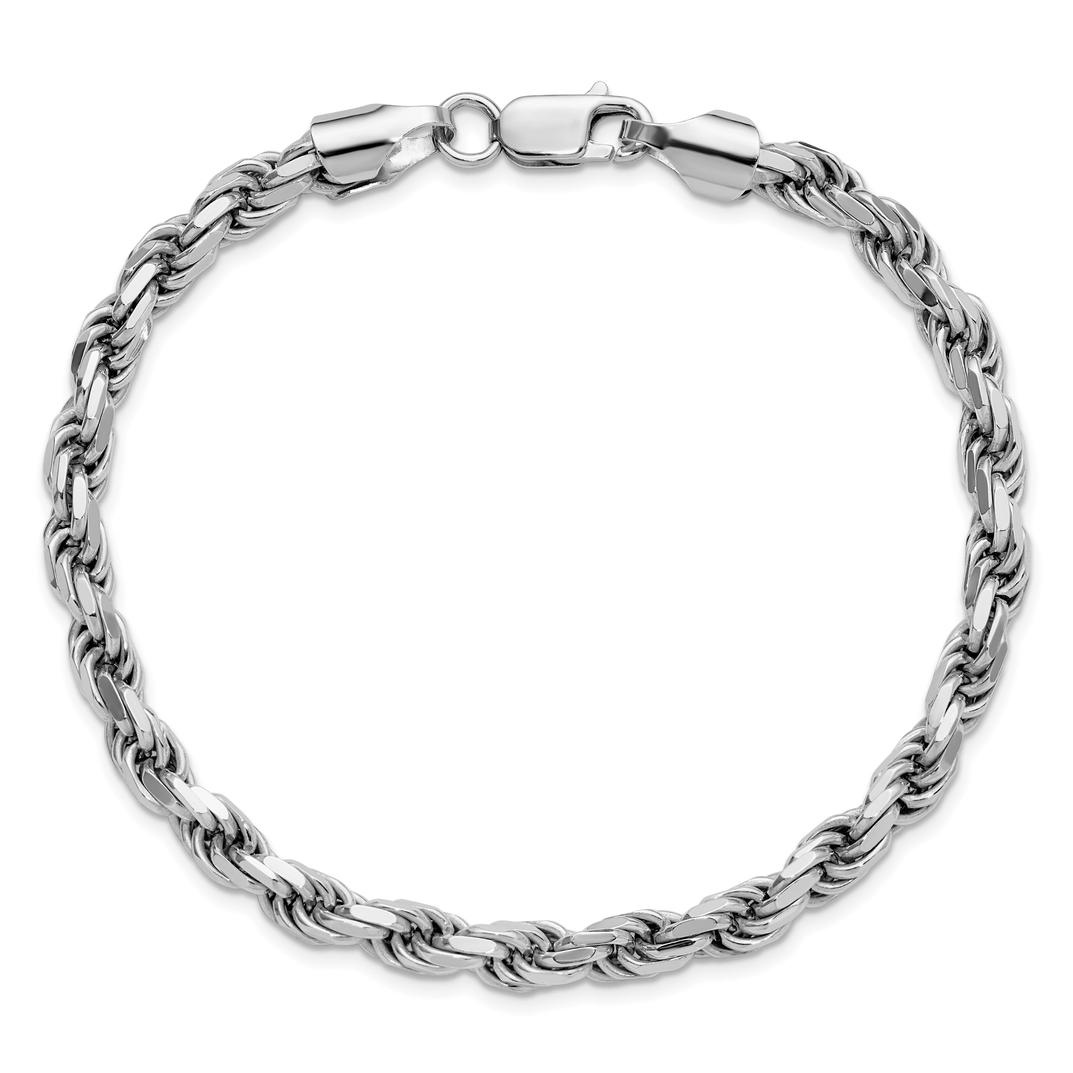 Sterling Silver Rhodium-plated 5.75mm Diamond-cut Rope Chain