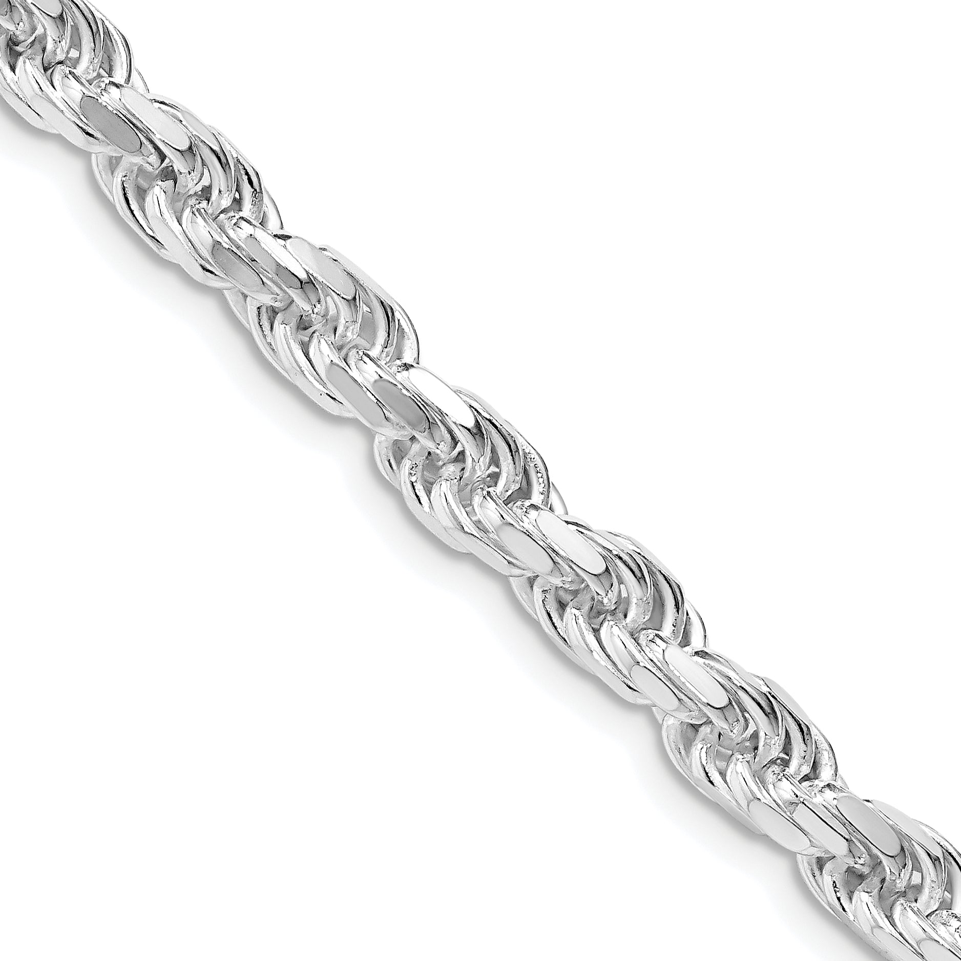 Sterling Silver Rhodium-plated 5.75mm Diamond-cut Rope Chain Main image