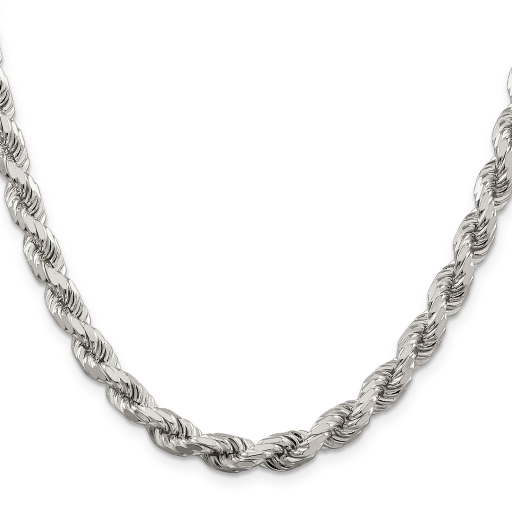 Sterling Silver 6.5mm Diamond-cut Rope Chain