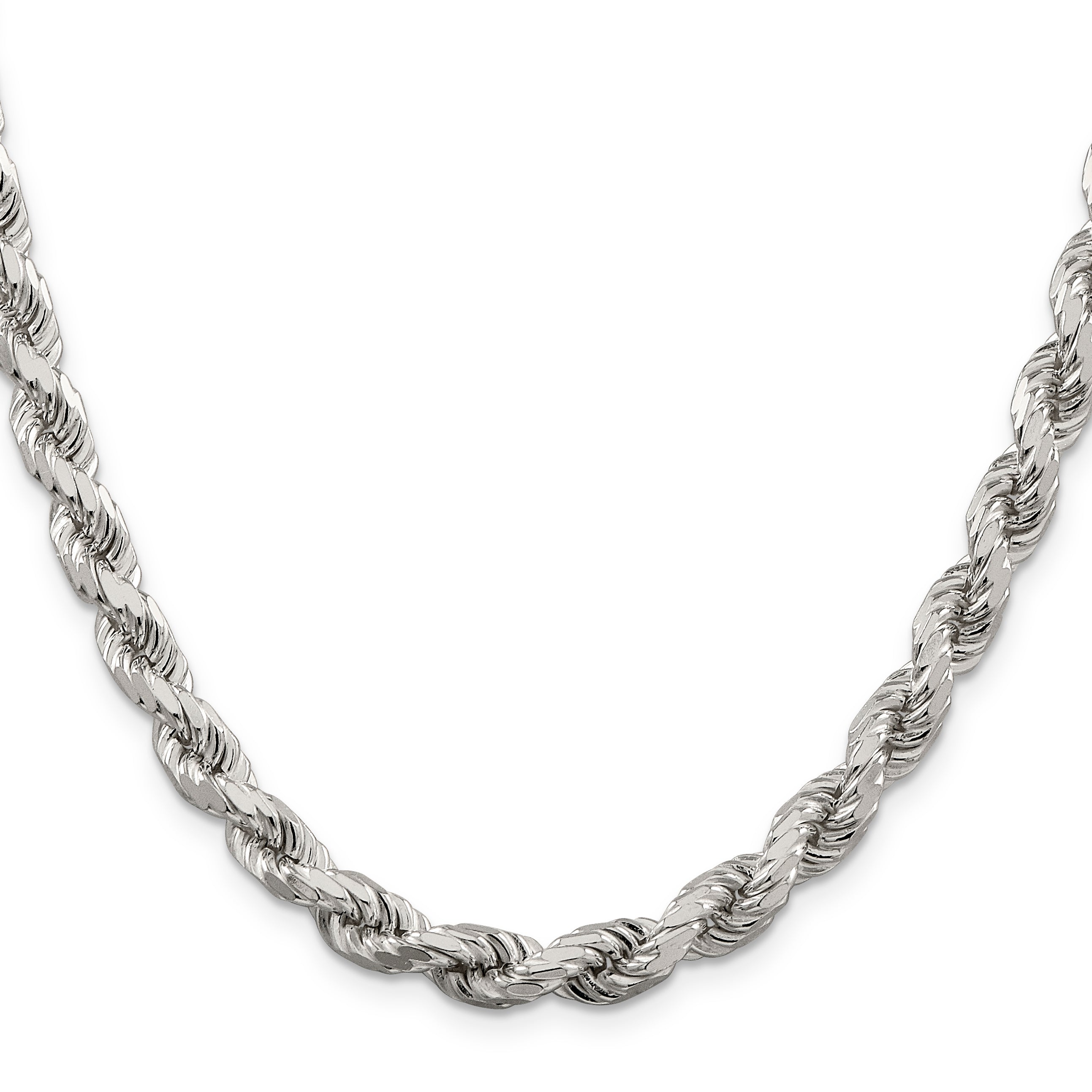 Sterling Silver 6.5mm Diamond-cut Rope Chain