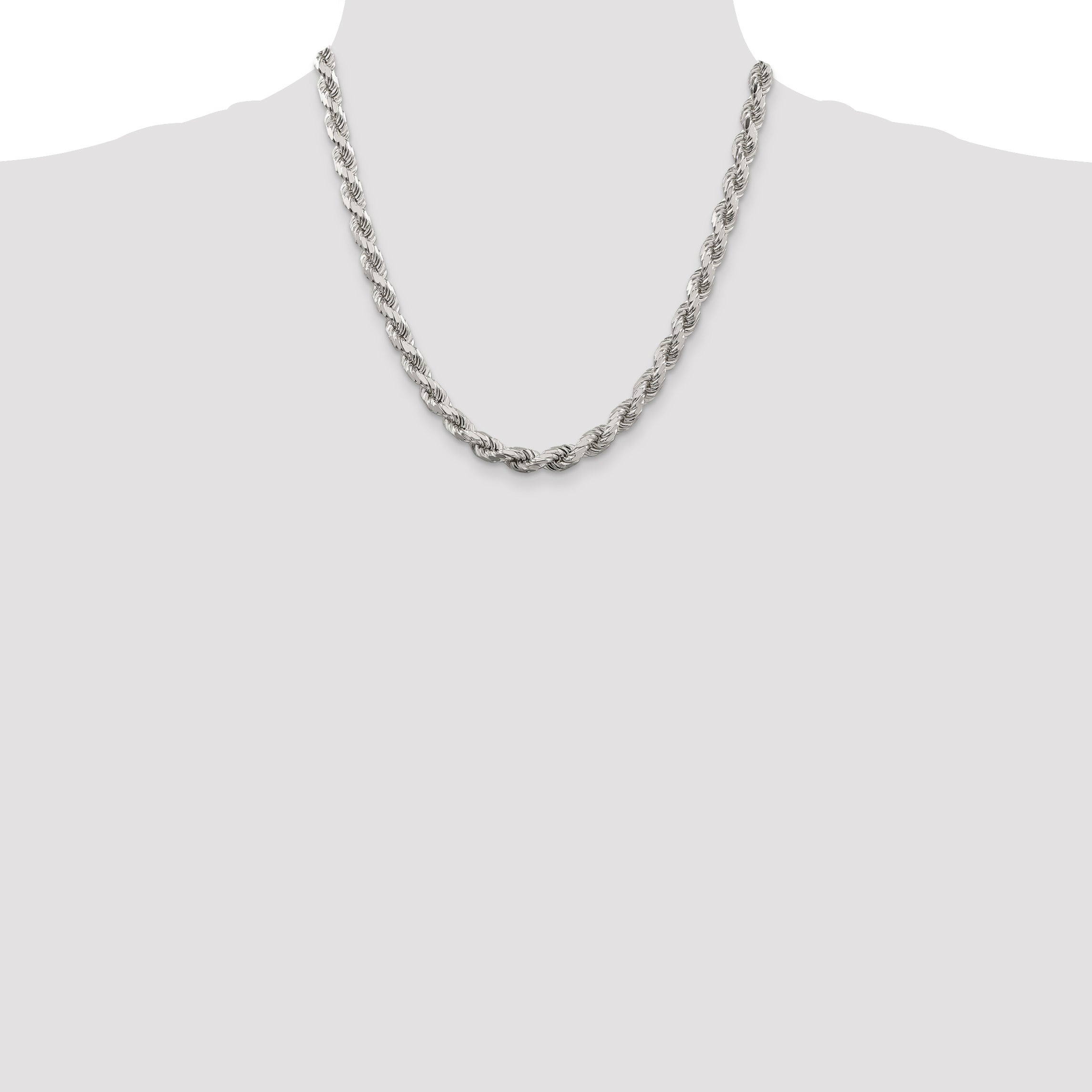 Sterling Silver 6.5mm Diamond-cut Rope Chain