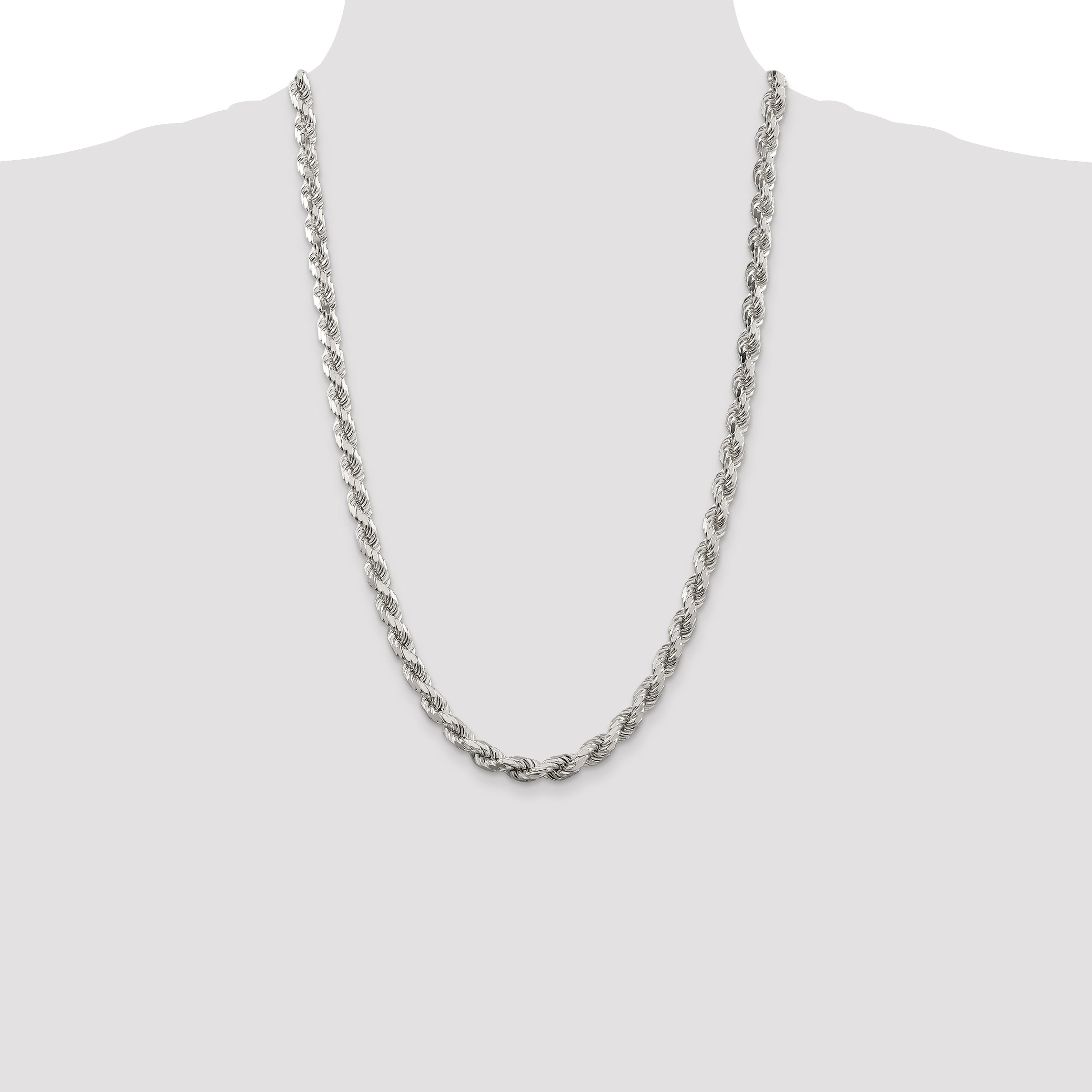 Sterling Silver 6.5mm Diamond-cut Rope Chain
