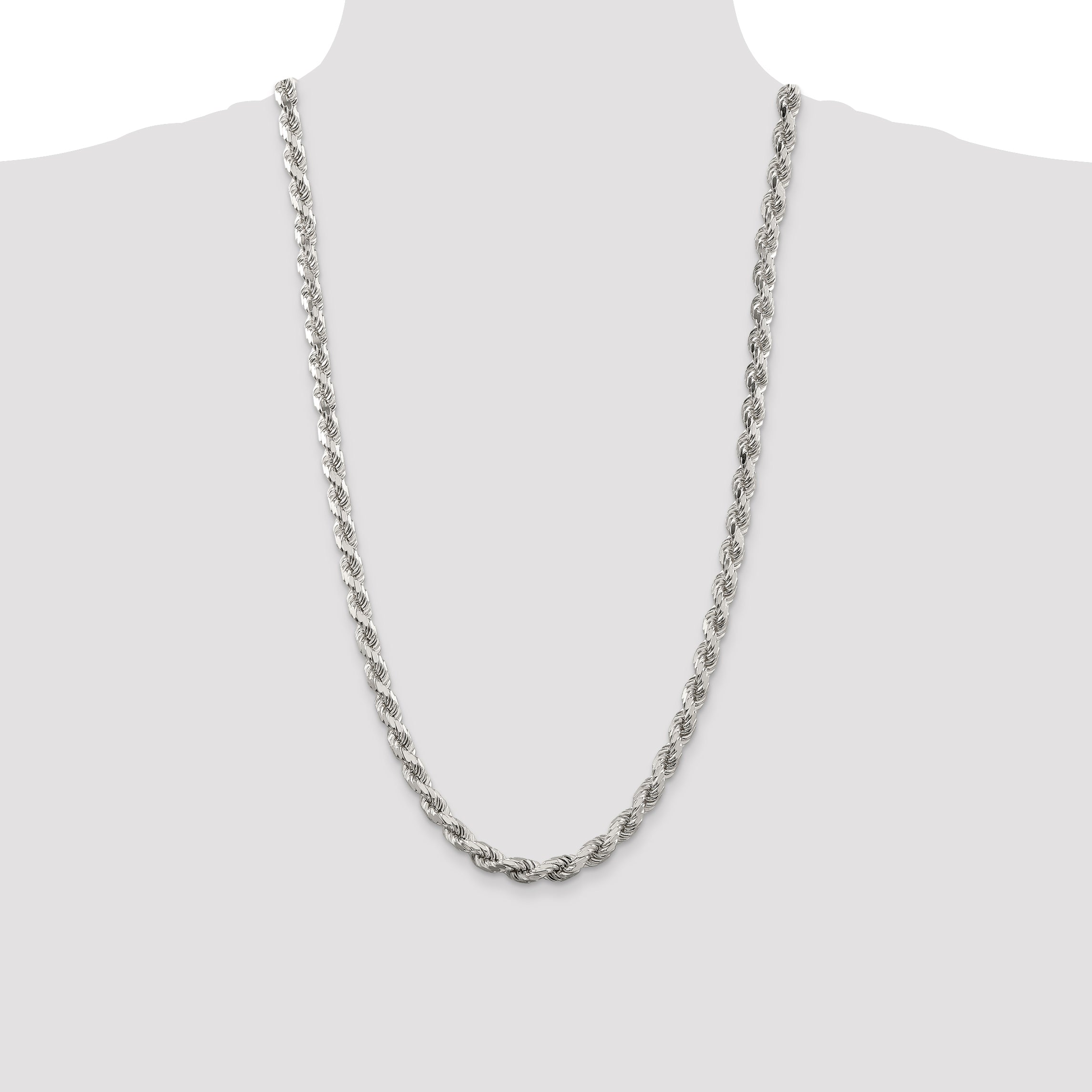 Sterling Silver 6.5mm Diamond-cut Rope Chain