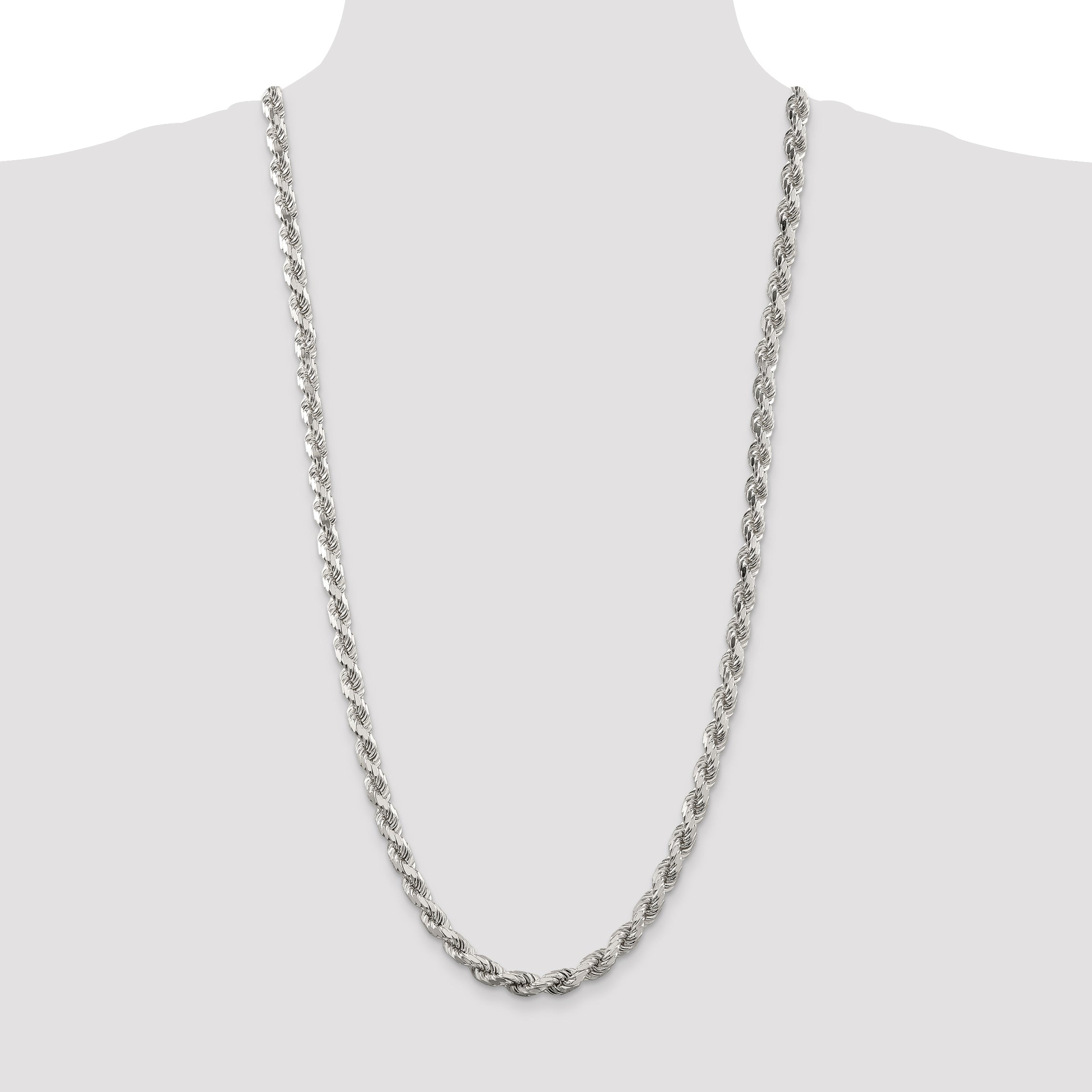 Sterling Silver 6.5mm Diamond-cut Rope Chain