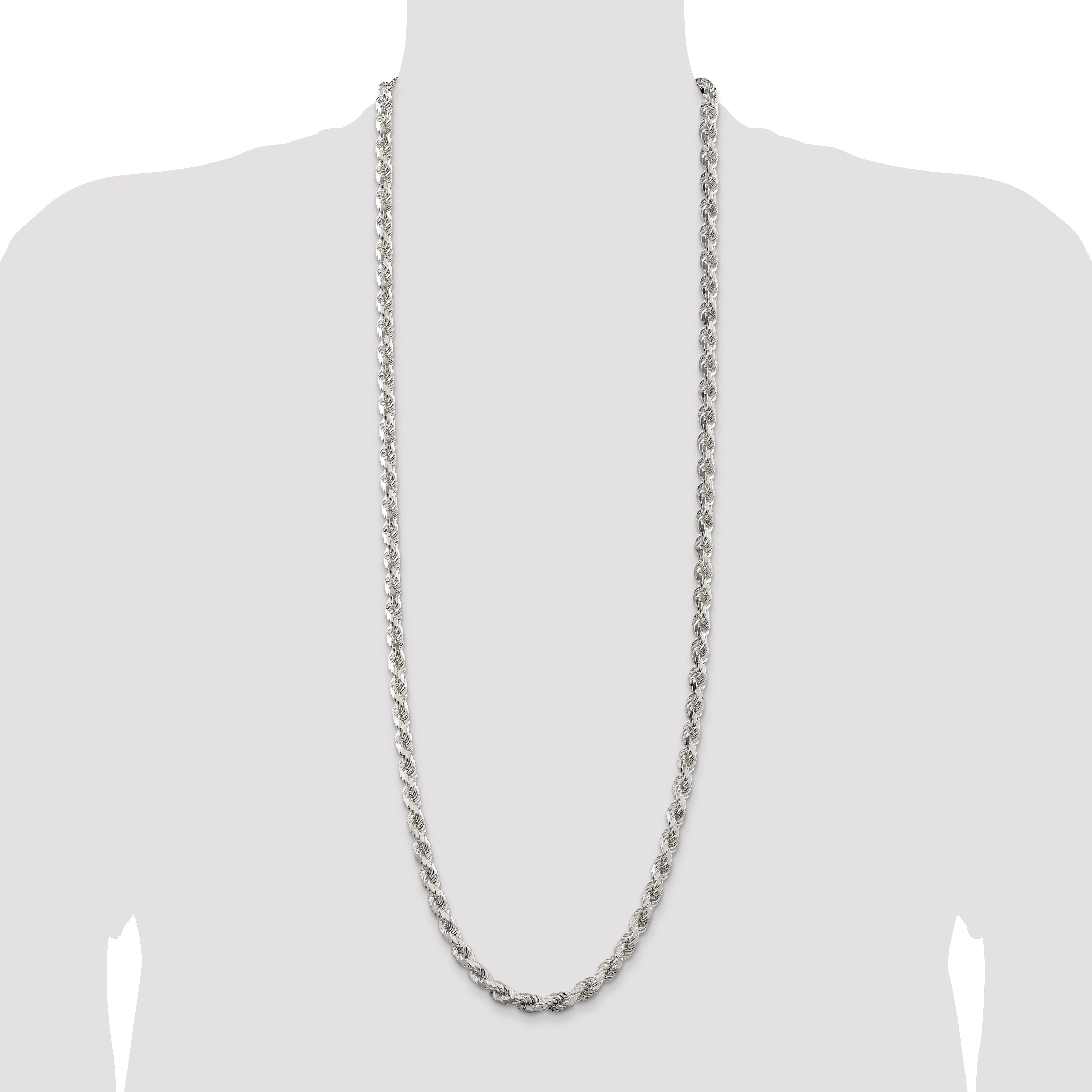 Sterling Silver 6.5mm Diamond-cut Rope Chain