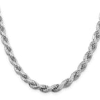Sterling Silver Rhodium-plated 6.5mm Diamond-cut Rope Chain