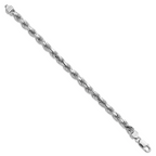 Sterling Silver Rhodium-plated 6.5mm Diamond-cut Rope Chain