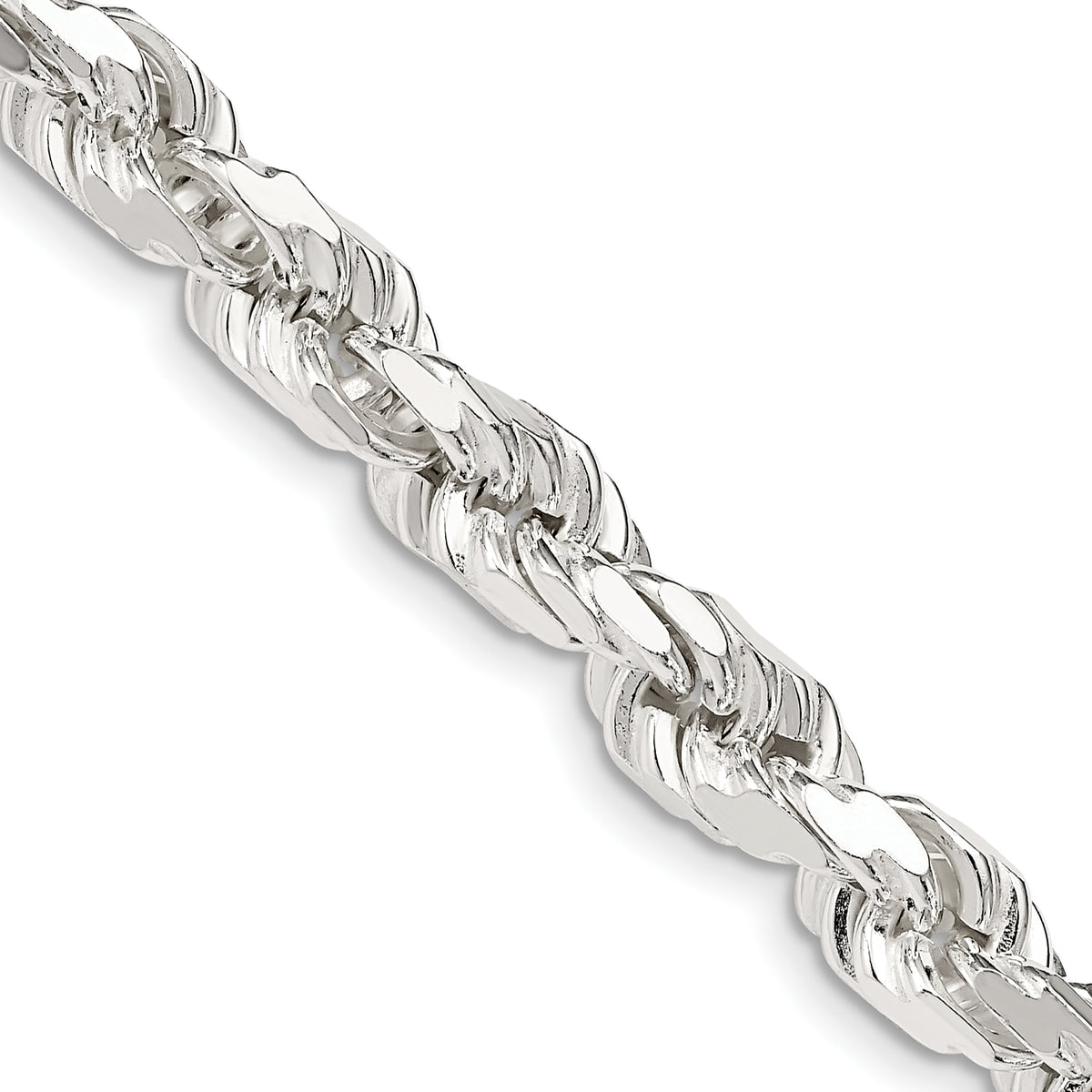 Sterling Silver 6.5mm Diamond-cut Rope Chain, 8–36 Inch - Sophia Jewelers