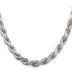 Sterling Silver 7.8mm Diamond-cut Rope Chain