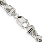 Sterling Silver 7.8mm Diamond-cut Rope Chain