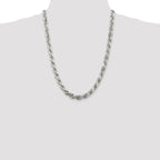 Sterling Silver 7.8mm Diamond-cut Rope Chain