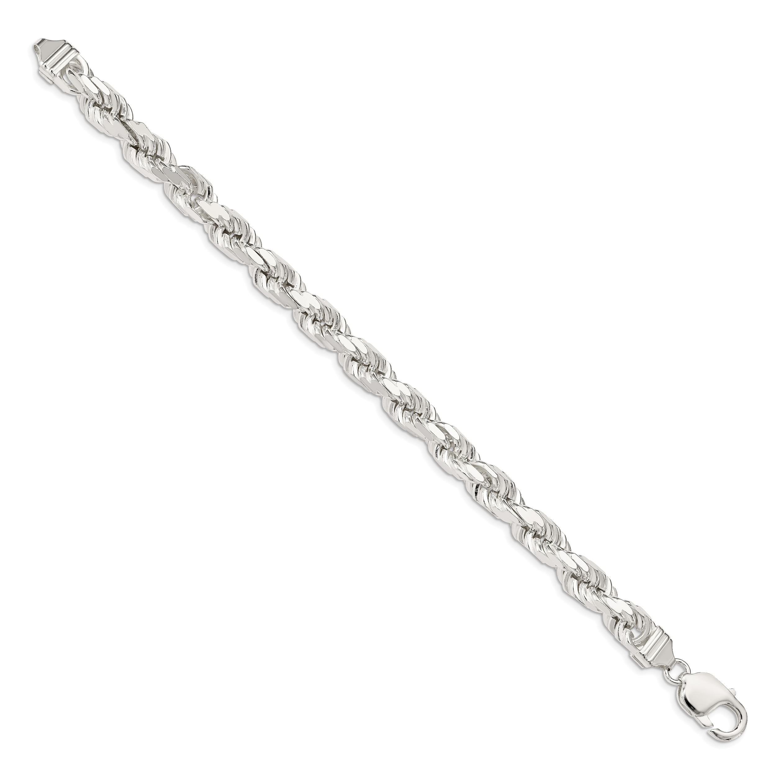 Sterling Silver 7.8mm Diamond-cut Rope Chain Secondary image