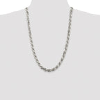 Sterling Silver Rhodium-plated 7.8mm Diamond-cut Rope Chain