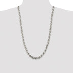 Sterling Silver Rhodium-plated 7.8mm Diamond-cut Rope Chain