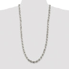 Sterling Silver Rhodium-plated 7.8mm Diamond-cut Rope Chain