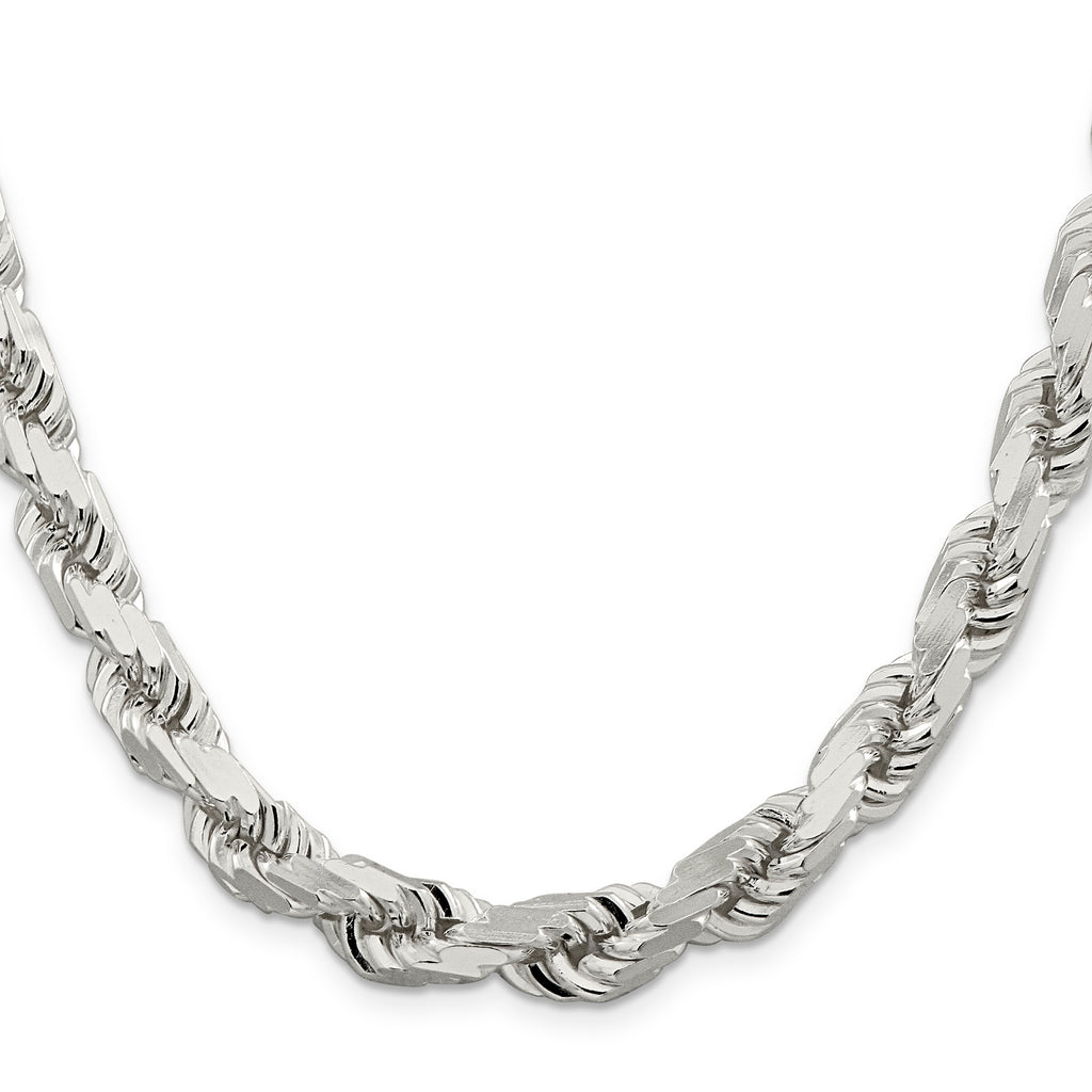Sterling Silver 9.0mm Diamond-cut Rope Chain
