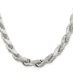 Sterling Silver 9.0mm Diamond-cut Rope Chain