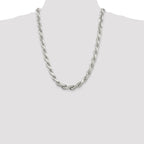 Sterling Silver 9.0mm Diamond-cut Rope Chain