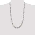 Sterling Silver 9.0mm Diamond-cut Rope Chain