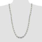 Sterling Silver 9.0mm Diamond-cut Rope Chain