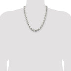 Sterling Silver Rhodium-plated 9.0mm Diamond-cut Rope Chain