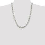 Sterling Silver Rhodium-plated 9.0mm Diamond-cut Rope Chain