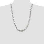 Sterling Silver Rhodium-plated 9.0mm Diamond-cut Rope Chain