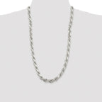 Sterling Silver Rhodium-plated 9.0mm Diamond-cut Rope Chain