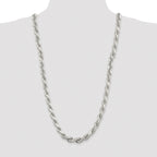 Sterling Silver Rhodium-plated 9.0mm Diamond-cut Rope Chain