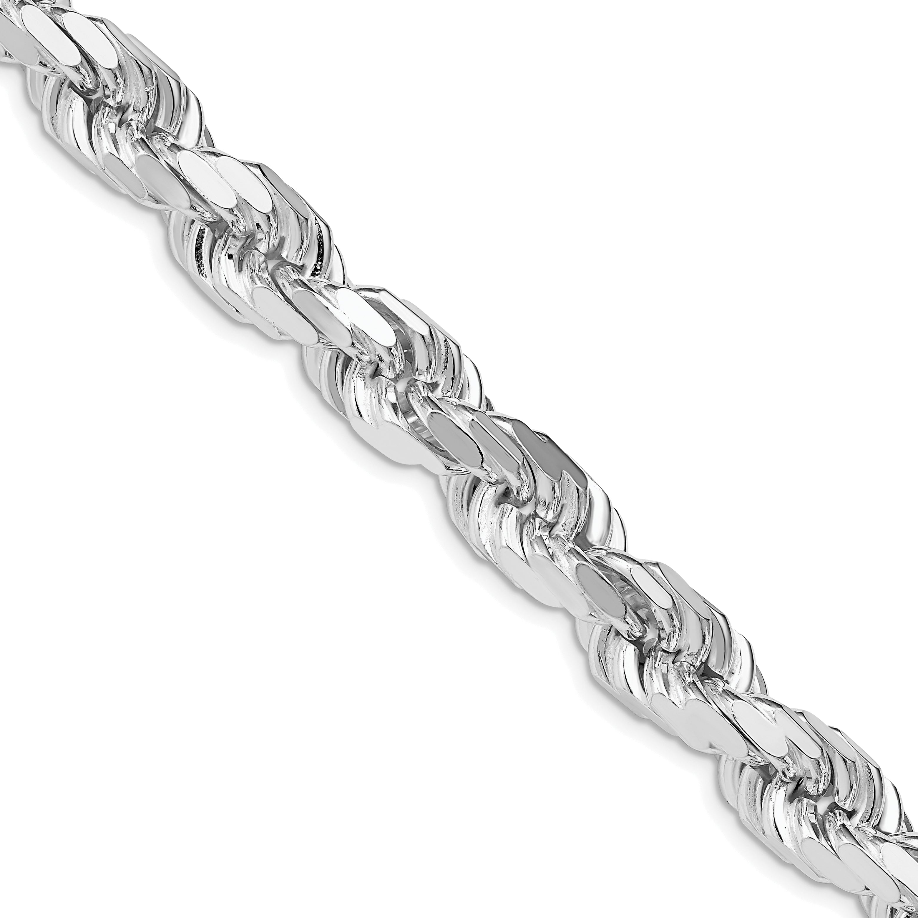 Sterling Silver Rhodium-plated 9.0mm Diamond-cut Rope Chain Secondary image