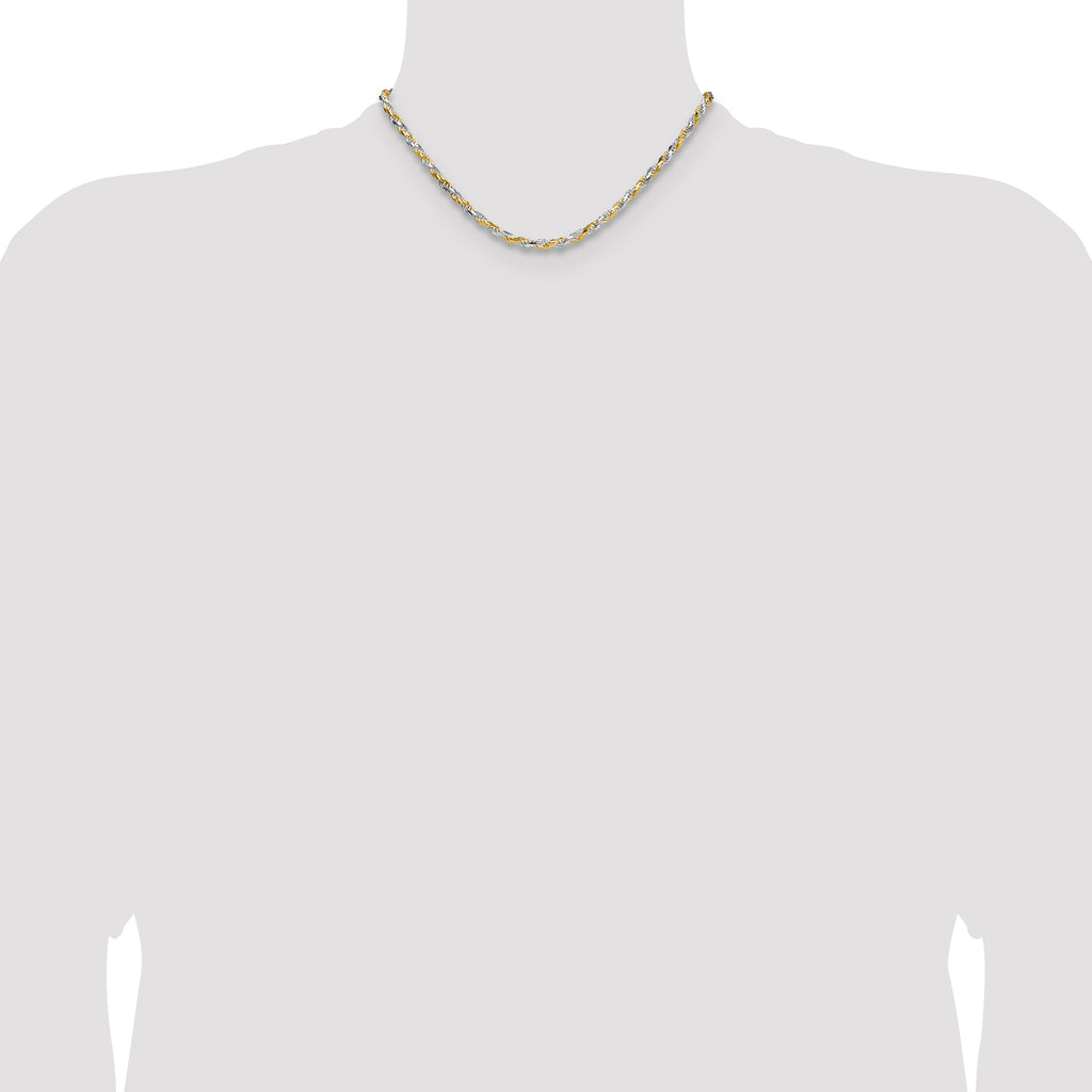Sterling Silver And Vermeil 3.5mm Diamond-cut Rope Chain