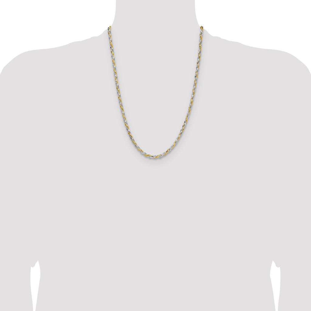 Sterling Silver And Vermeil 3.5mm Diamond-cut Rope Chain