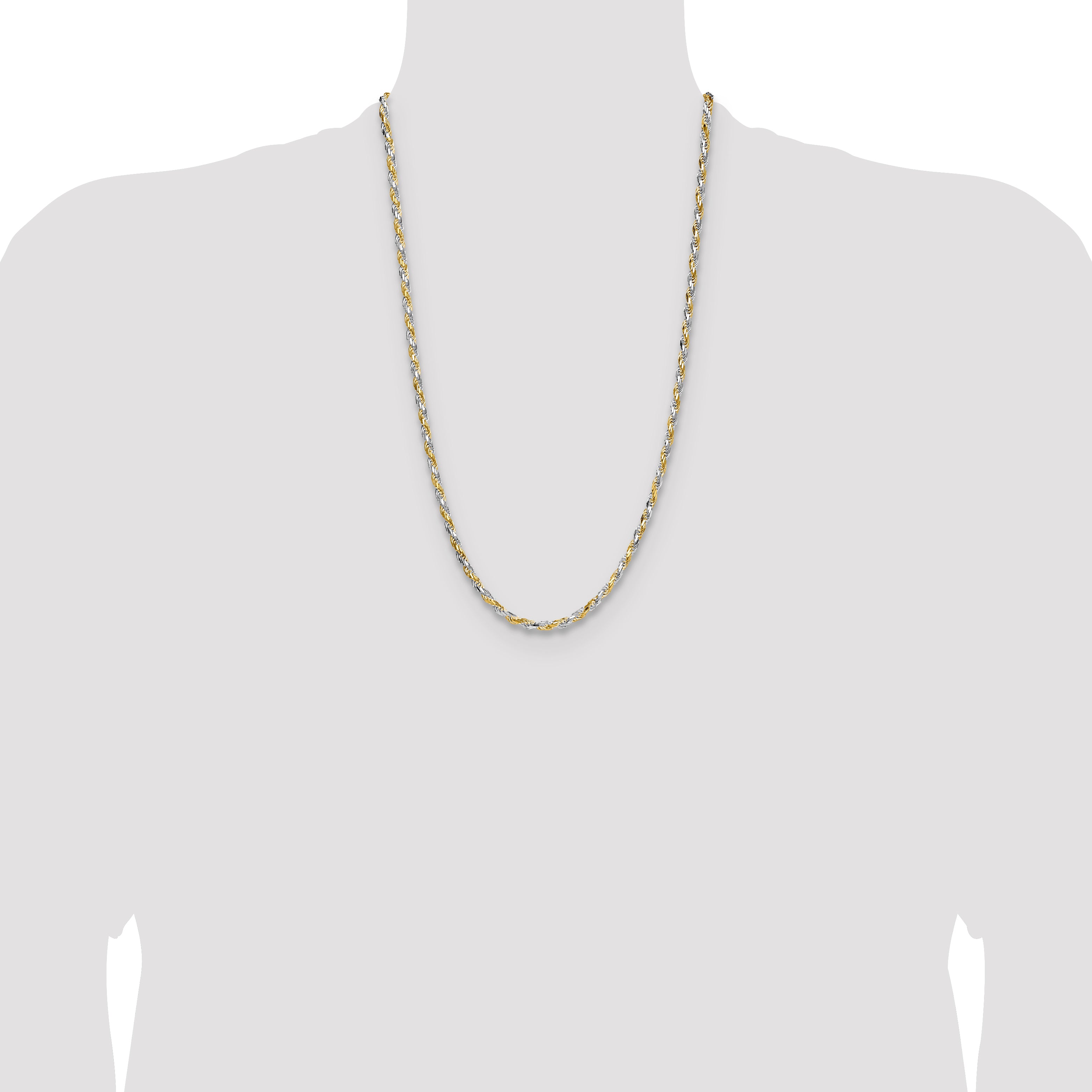 Sterling Silver And Vermeil 3.5mm Diamond-cut Rope Chain