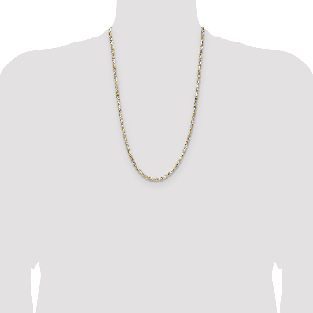 Sterling Silver And Vermeil 3.5mm Diamond-cut Rope Chain