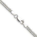 Sterling Silver Rhodium-plated 3.0mm Double Diamond-cut Curb Chain