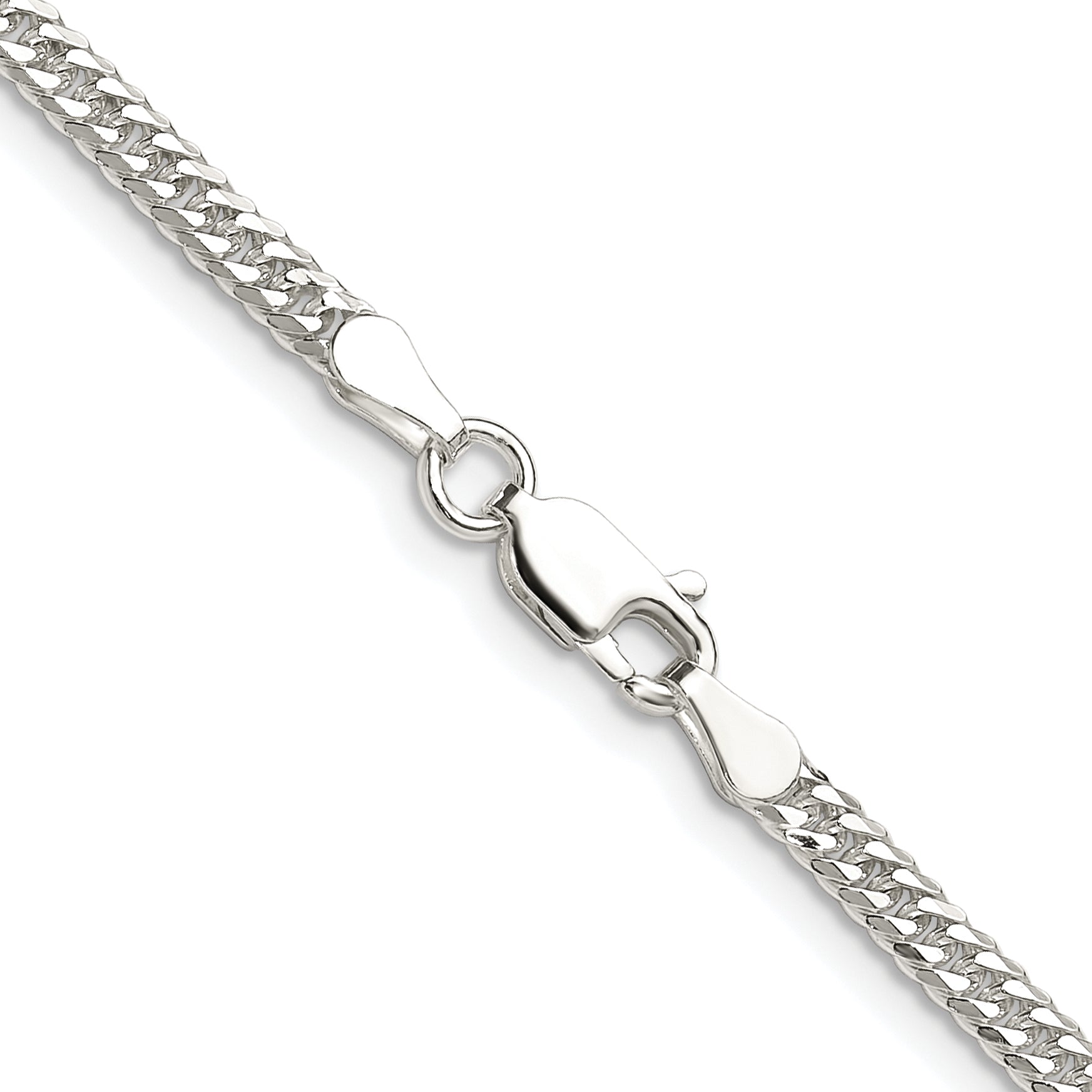 Sterling Silver Rhodium-plated 3.0mm Double Diamond-cut Curb Chain