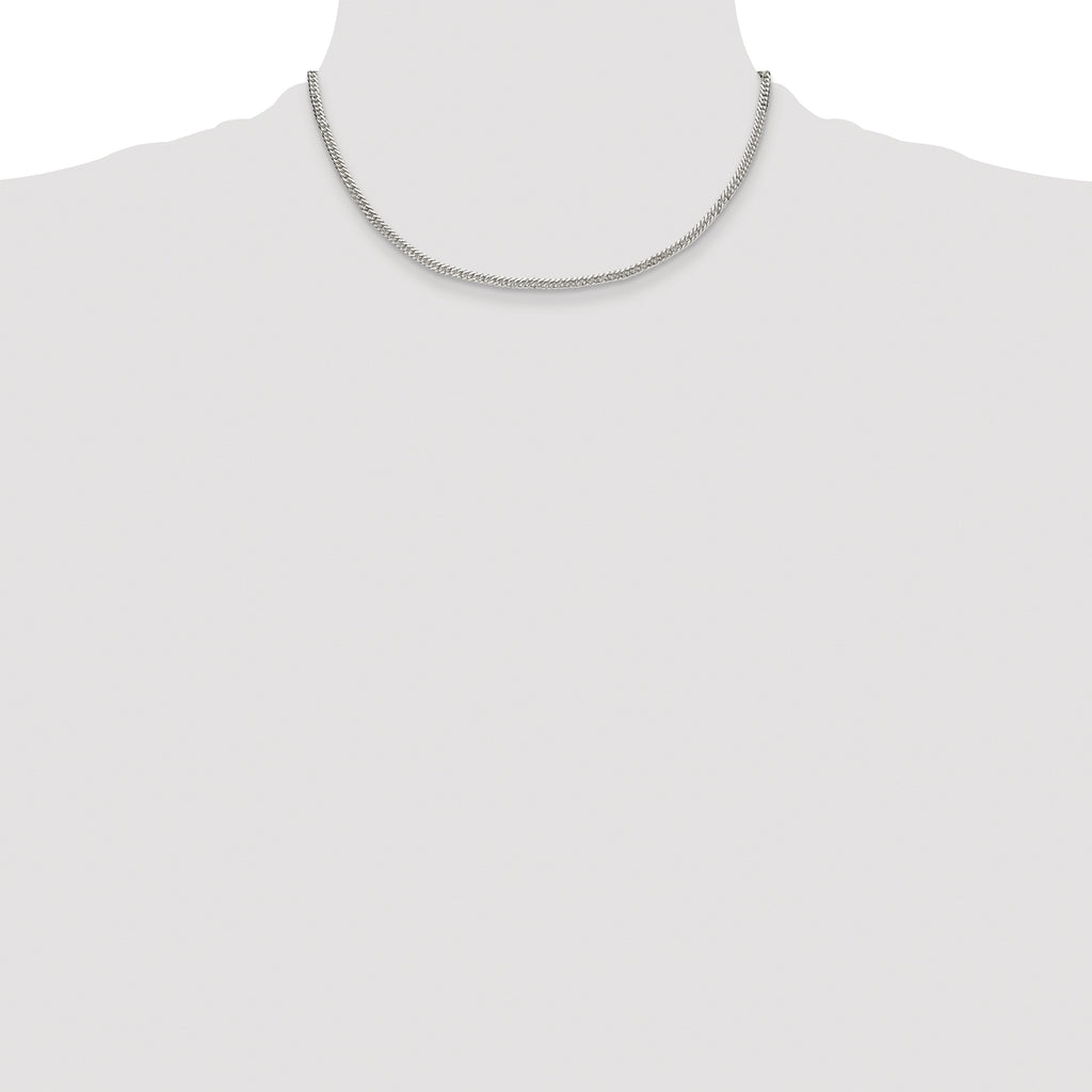 Sterling Silver Rhodium-plated 3.0mm Double Diamond-cut Curb Chain