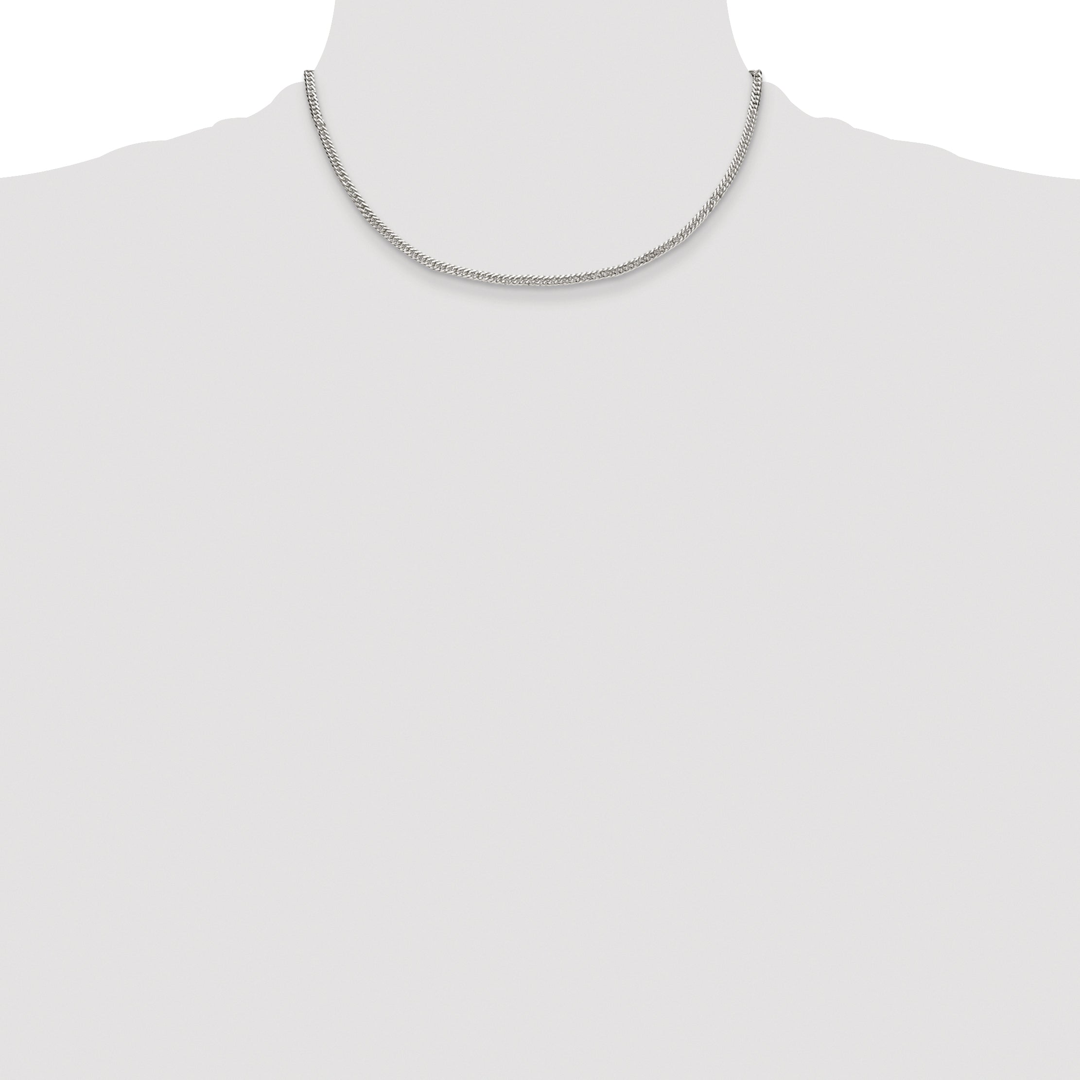 Sterling Silver Rhodium-plated 3.0mm Double Diamond-cut Curb Chain