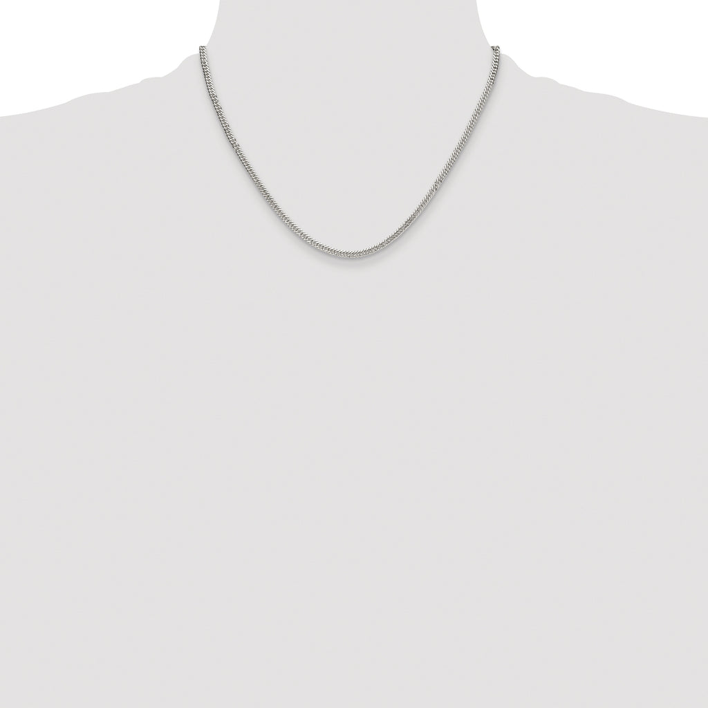 Sterling Silver Rhodium-plated 3.0mm Double Diamond-cut Curb Chain